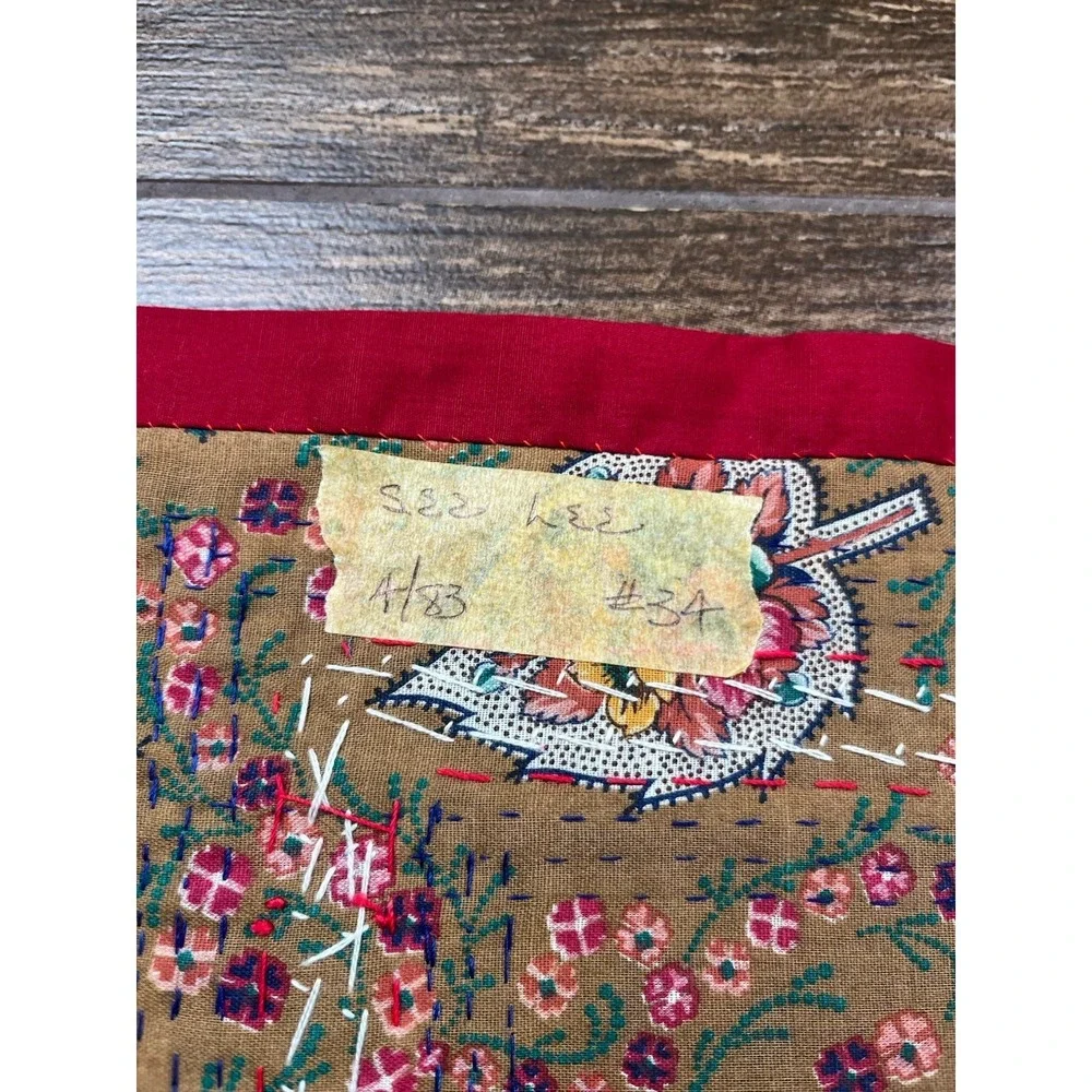 Vintage Hmong Embroidered Handmade Folk Art Cloth Wall Art Quilt Block 21 X 22
